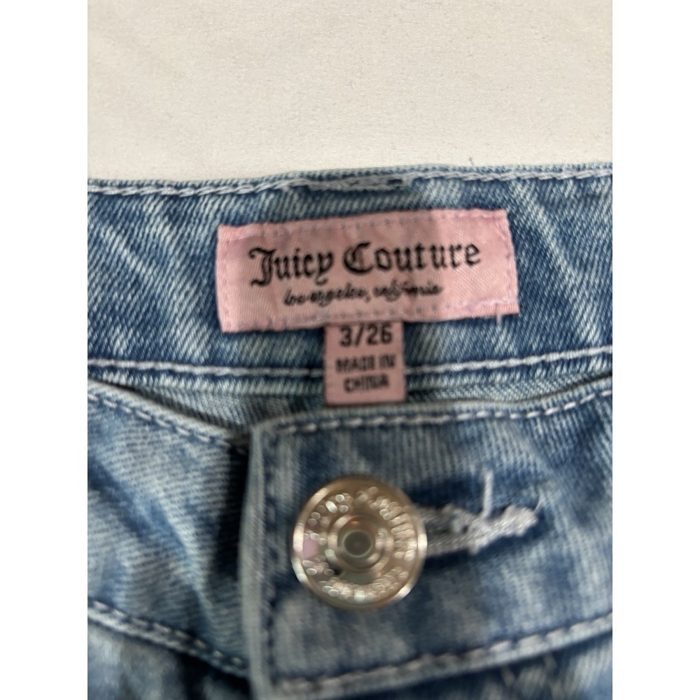 Juicy Couture Women's Denim Jean In Light Wash High Rise Barrel Leg 3/26